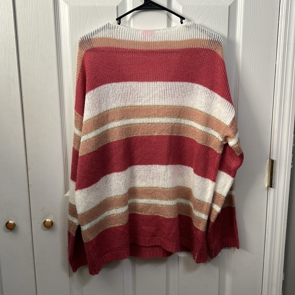 Pink Lily sweater. V neck. Long sleeve. Size L - Picture 7 of 8